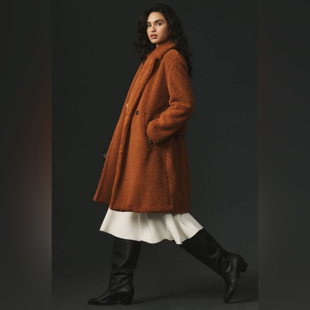 Maeve Brown Long Teddy Coat
